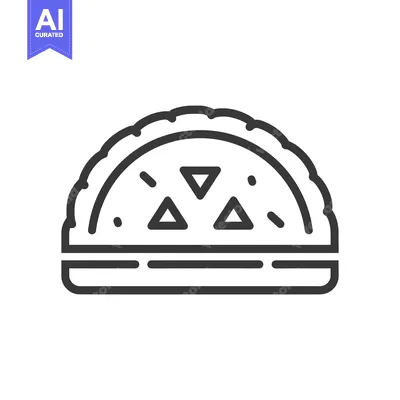 Aset premium populer: Line art illustration of a half-moon shaped pastry