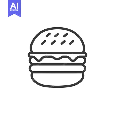Aset desain premium: Line Art Illustration of a Hamburger