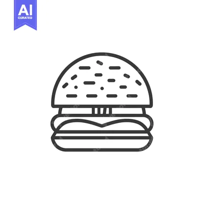 Aset desain premium: Line Art Illustration of a Hamburger