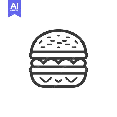 Aset premium populer: Line Art Illustration of a Hamburger with Sesame Seed Bun