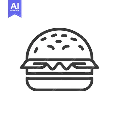 Aset premium populer: Line art illustration of a hamburger with sesame seeds