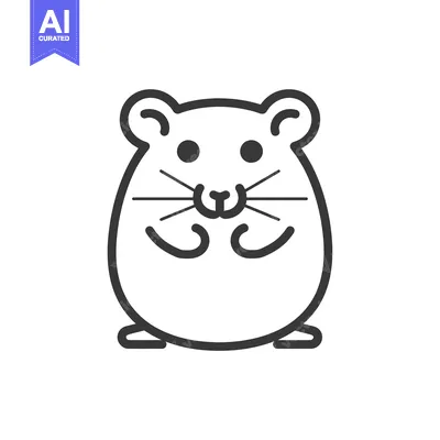 Aset desain premium: Line Art Illustration of a Hamster