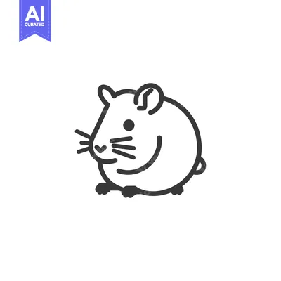 Premium design asset: Line art illustration of a hamster