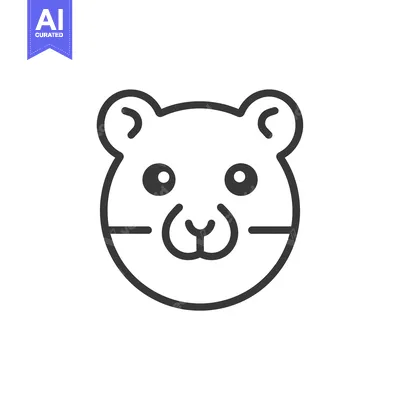 Aset desain premium: Line art illustration of a hamster face