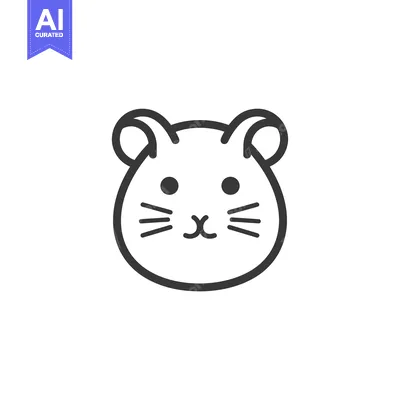 Aset desain premium: Line art illustration of a hamster face