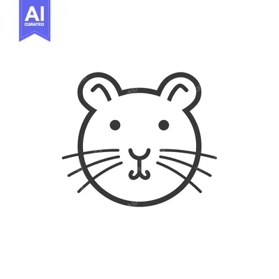 Aset desain premium: Line Art Illustration of a Hamster's Face