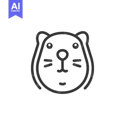 Aset desain premium: Line Art Illustration of a Hamster's Face