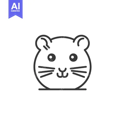 Aset premium populer: Line Art Illustration of a Hamster's Face