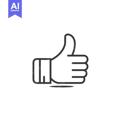 Aset desain premium: Line art illustration of a hand giving a thumbs up gesture