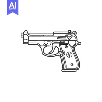 Premium design asset: Line Art Illustration of a Handgun