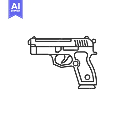 Aset premium populer: Line Art Illustration of a Handgun