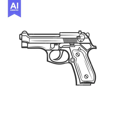 Aset premium populer: Line Art Illustration of a Handgun