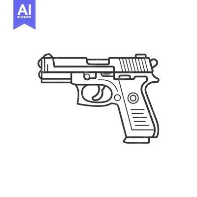 Aset premium populer: Line Art Illustration of a Handgun