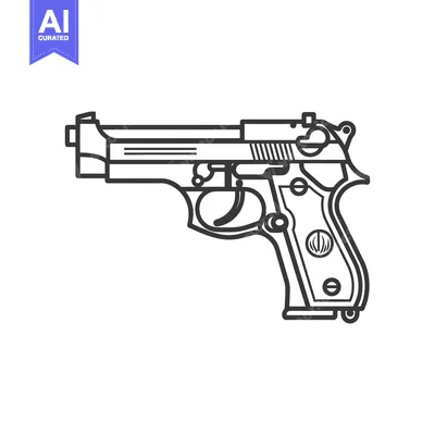 Aset premium populer: Line Art Illustration of a Handgun with a Safety