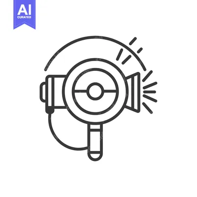 Line Art Illustration of a Handheld Searchlight