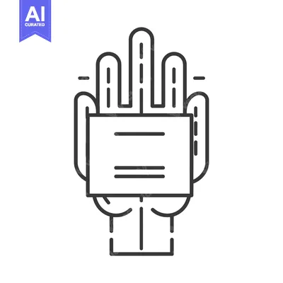 Aset desain premium: Line art illustration of a hand holding a blank rectangular card