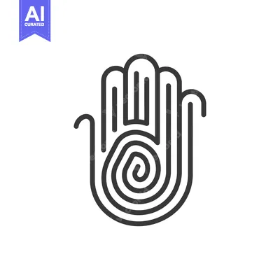 Premium design asset: Line Art Illustration of a Hand with a Spiral Center