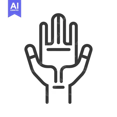 Aset desain premium: Line art illustration of a hand with palm facing up