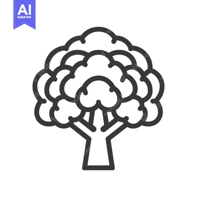 Aset premium populer: Line art illustration of a head of broccoli
