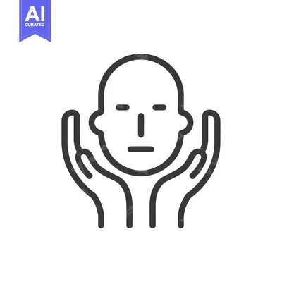 Aset premium populer: Line art illustration of a head with two hands supporting it
