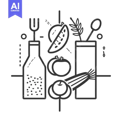 Aset premium populer: Line Art Illustration of a Healthy Juice Recipe