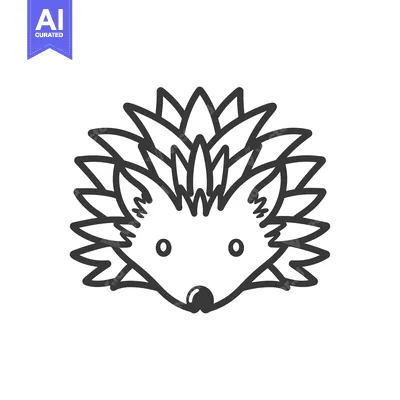 Aset desain premium: Line Art Illustration of a Hedgehog's Face