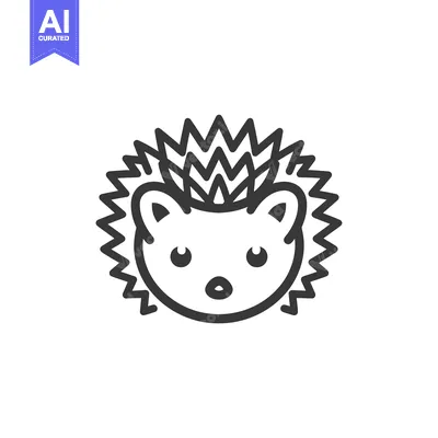 Aset desain premium: Line Art Illustration of a Hedgehog's Face