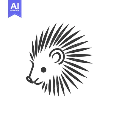 Aset desain premium: Line art illustration of a hedgehog's head