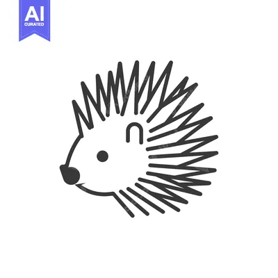Aset premium populer: Line art illustration of a hedgehog's head with spikes