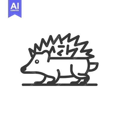 Aset premium populer: Line art illustration of a hedgehog walking