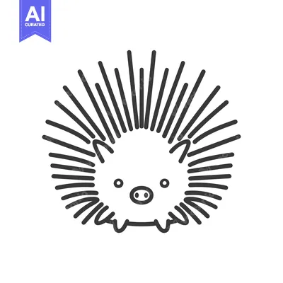 Aset desain premium: Line art illustration of a hedgehog with its quills out