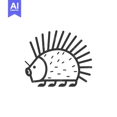Premium design asset: Line Art Illustration of a Hedgehog with Spikes