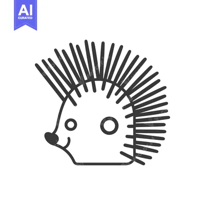 Aset premium populer: Line art illustration of a hedgehog with spiky quills
