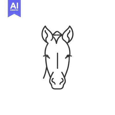 Aset desain premium: Line Art Illustration of a Horse's Head