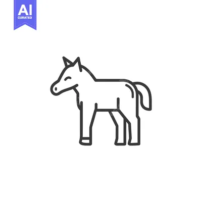 Premium design asset: Line art illustration of a horse standing on all four legs