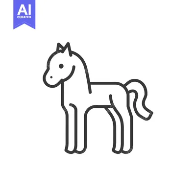 Aset premium populer: Line art illustration of a horse with a curved tail