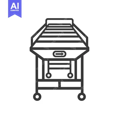 Aset desain premium: Line Art Illustration of a Hospital Bed with Wheels