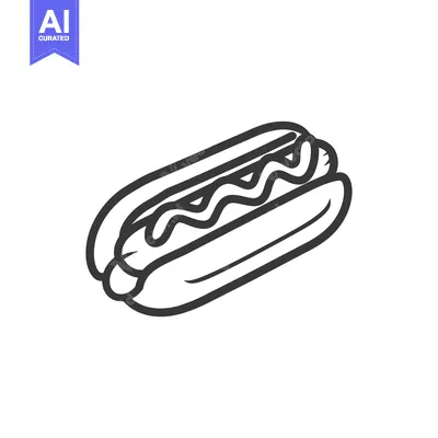 Aset premium populer: Line Art Illustration of a Hot Dog with Mustard