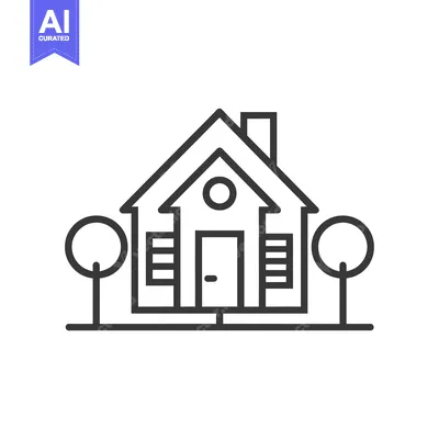 Aset premium populer: Line art illustration of a house with trees