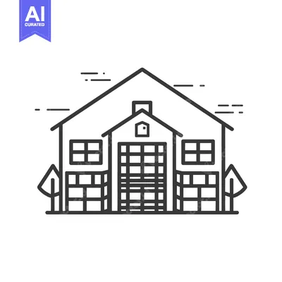 Aset premium populer: Line Art Illustration of a House with Trees