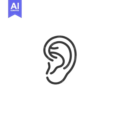 Line Art Illustration of a Human Ear