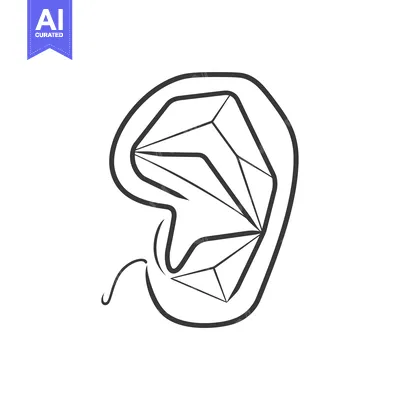 Popular premium asset: Line Art Illustration of a Human Ear with a Diamond Inside