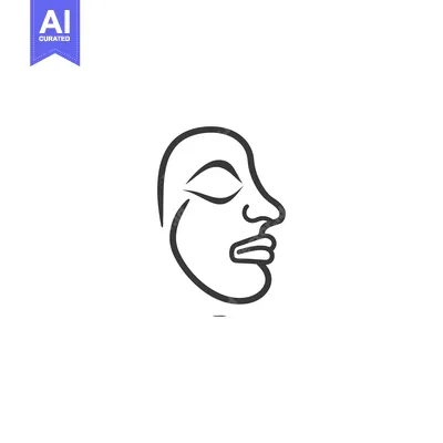 Aset premium populer: Line Art Illustration of a Human Face in Profile