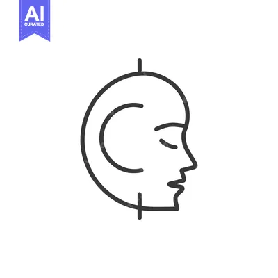 Aset desain premium: Line art illustration of a human face in profile with closed eyes