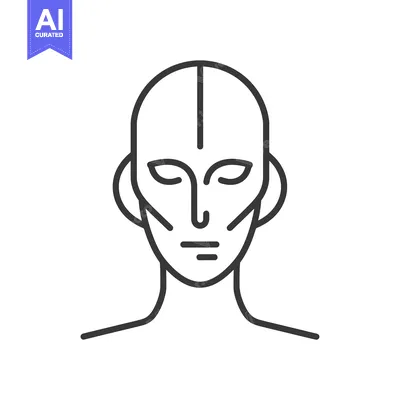 Aset desain premium: Line Art Illustration of a Human Head and Neck