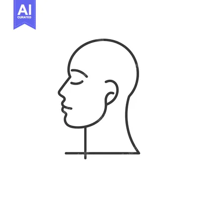 Aset premium populer: Line Art Illustration of a Human Head in Profile with Closed Eyes