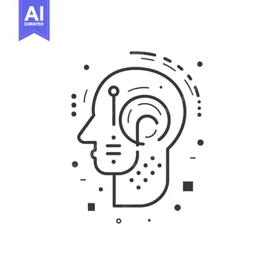 Aset desain premium: Line art illustration of a human head with circuitry inside