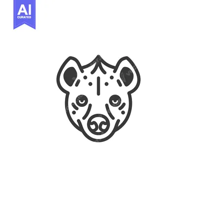 Aset premium populer: Line Art Illustration of a Hyena's Face