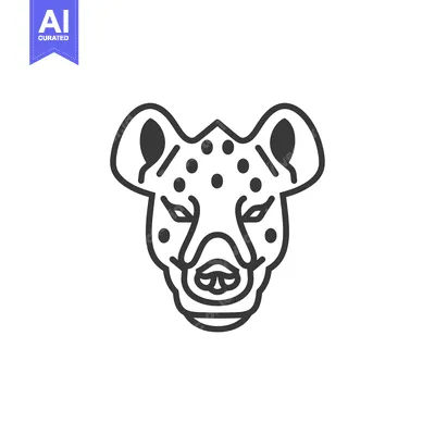 Premium design asset: Line art illustration of a hyena's head