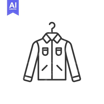 Aset desain premium: Line art illustration of a jacket hanging on a hook